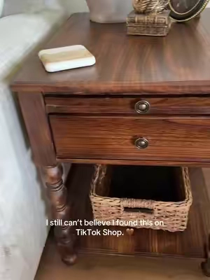 The end table that’s as functional as it is beautiful. Hidden charging station, pull-out tray, and so much storage. 🤎 #nightstand #homedecor #farmhousestyle #endtable #livingroomdecor  