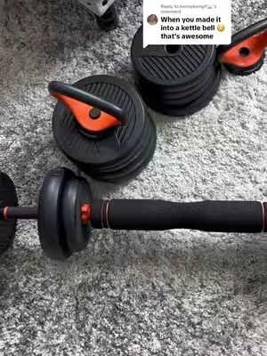 Replying to @kennykempf🦢 #athomeworkout #adjustabledumbbells #homegym #kettlebell 