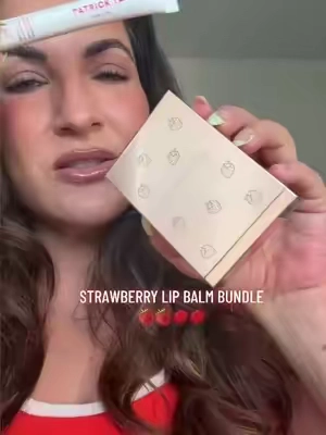 The Patrick Ta Beauty strawberry lip balm is now in an exclusive TikTok shop bundle with a blush on TikTok shop only! @Patrick Ta Beauty #patricktabeauty #patricktablush #redblush #strawberrylips #patricktasuperbrandday 