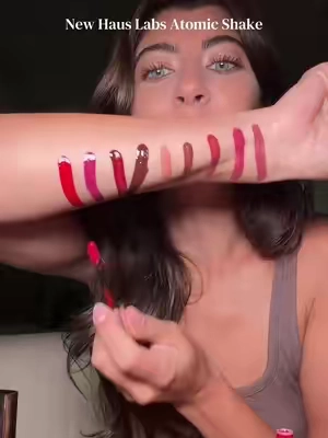 swatching every shade of Haus Labs Atomic Shake a transfer proof glossy color #hauslabsatomicshake #ttsnationallipstickday #tiktokshopcosmetics #summerturnup 