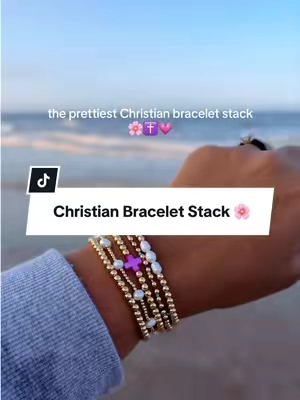 currently obsessed with this bracelet stack ✝️🩷  @Shinus Boho #christiantiktok #christianjewelry #godisgood #faithjewelry #braceletstack 