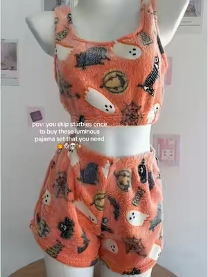 Luminous pajama sets are so cool!!!!🎃🎃 #pajamas #pajamaset #loungeset #sleepwear #loungewear                   