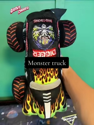 grave digger is the most popular! Grab it b4 it’s gone again!  #monstertrucktoys #monsterjam #toddlertoys #monstertruckpillow  #toddlerboymom 