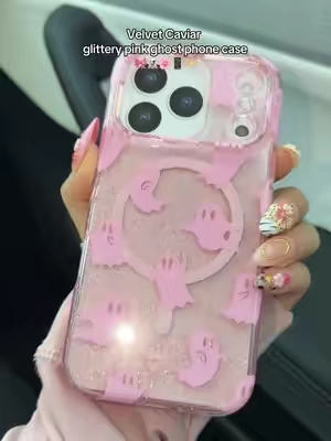 The prettiest glittery MagSafe phone case for summerween 😍👻🎀 #velvetcaviar #summerween #halloween #halloweenphonecase #cutephonecase 