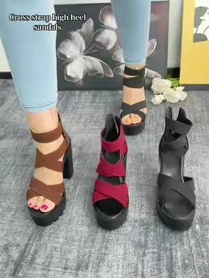 Studded decor platform sandals#summershoes #summersandals #highheels #highheelsandals #platformshoes 