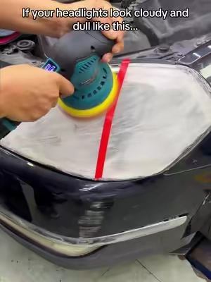 If your headlights look cloudy, yellow and dull like this…you should check this out #diytools #polisher #carrepair #carlover #homeimprovement 