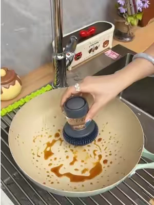 Liquid Dispensing Cleaning Brush #KitchenEssential #CleaningHack #summervibes