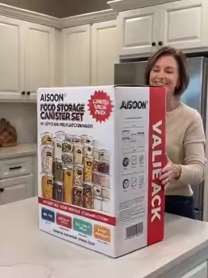 🔥 Say goodbye to messy cabinets!  These airtight food containers help organize cereal, pasta, rice, snacks, grains, and more.  Stackable design saves space and keeps your pantry looking amazing. ✨ #PantryMakeover #KitchenStorage #FoodContainers #HomeOrganization #KitchenGoals 