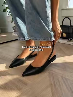 Classic black slingback perfect for work and casual plans #tiktokmademebuyit #tiktokshopcreatorpicks #flatshoes #comfortableshoes #womenshoes 