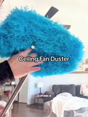 Get off the chairs & ladders and ditch all the cleaning supplies because this ceiling fan duster/cleaner makes getting to all of those hard to reach areas so much easier (and safer!) #ceilingfan #ceilingfanduster #homeessential #cleaninghack #cleaninggadgets 