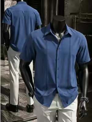 Mens Cuban Guayabera Short Sleeve Shirt #shirt #mensfashion #fyp #spotlightfinds #menswear 