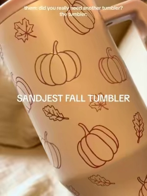 added this to my collection sooo fast 🍂🤎  #fallaesthetic #codeorange #pumpkinseason #sandjesttumbler #falloween 