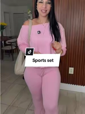 One Shoulder Long Sleeve Loose Crop Top and High Waist Drawstring Skinny Vintage Bell Pants, Yoga Fitness Workout, Sports Set, Spring & Fall Casual Style, Casual Sportswear Outfit, Sporty Style Outfits ##tiktikshopcreatorpicks##Summervibes##sportsoutfit##sportswear##tiktokshopsummersale