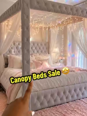 Replying to @Kayinthemix The viral velvet canopy beds are all back in stock 😍🙌🙌 #bed #furniture #sale #bedroom #bedroommakeover 