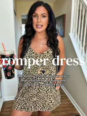 omg my fav romper dress got a major leopard upgrade! 🖤 @Uaneo #romperdress #dress #summerdress #dresses #tiktokshopsummersale 