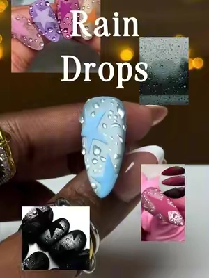 DIY raindrop nails 🌧️🌟🌬️ #nails #nailtutorial #cateyenails #nailart #nailinspo