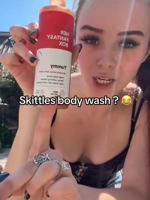 Cardi b wasn’t lying yall… I definitely smell like I just bathed in skittle water 🤤 #herfantasybox #cardib #yummybodywash #bodycare #tiktokshopcreatorpicks 