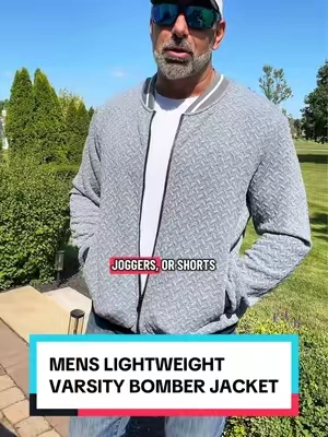 Mens Lightweight Knit Varsity  Bomber Jacket #mensjacket #bomberjacket #lightweightjacket #jacketformen #springjacket 