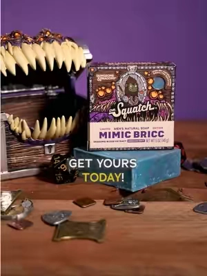 Meet Mimic Bricc, the ALL NEW Dungeons & Dragons-inspired soap from Dr. Squatch. Will you claim the treasure, or become its next victim? #DungeonsAndDragons #DnD #MimicBricc  
