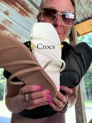 I’ve got a great collection started 🤭 These @Crocs have been my “Go To” shoe ALL summer!!  Comfy 👌🏼 cute👌🏼 easy👌🏼 cool 👌🏼 TTS 👌🏼 Affordable 👌🏼 Run 🏃🏼‍♀️ shop before they sell out!!!!  #crocs #sandal #summershoes #fyp #shoes 