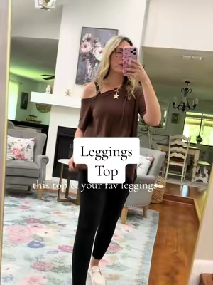 The perfect oversized off the shoulder top to pair with leggings! I’m 5’7” 140 in a medium. @PrettyGarden 