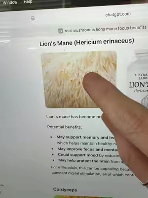 Lions mane has been used for a long time for cognitive support! But then combine it with the cordyceps in the alpha GPC and that brings it to a whole Nother level. Of course always do your research to make sure this mushroom supplement is right for you. ##realmushrooms##LionsMane##LionsManeMushroom##cognitivefunctions##brainsupplement