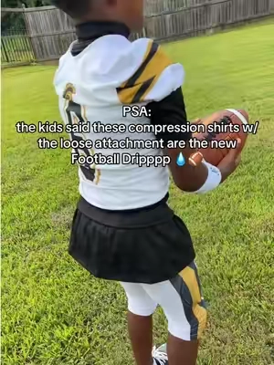 PSA: The kids said this is the new football drip! 😍😮‍💨💧 Fit is true to size. 8 year old wearing a size small. #footballseason #youthfootball #football #footballdrip #footballcompressionshirt @Kut Football m