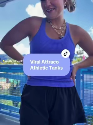 The best athletic tanks with built in bra. 🍋 quality without the price tag! Love the cropped version! @attraco.us 