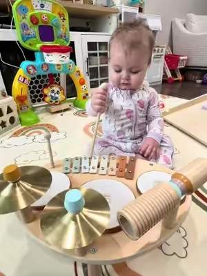 My little drummer girl killing it on her drum set! #toddlertoys #kidsdrumset #kidstoys #musicaltoys #summerwins 