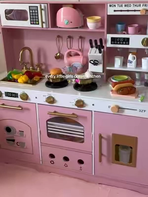 the most precious pink kitchen 🩷 #pretendplay #playkitchen #toddlerplay #toddlerfinds #girlmom 