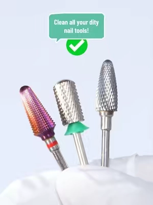 Clean all your dity nail tools! Place tools in the cleaning machine for deep sanitization. 👉🏻Check my shop! #melodysusie #nailtools #nailtech #nailtok #nail 