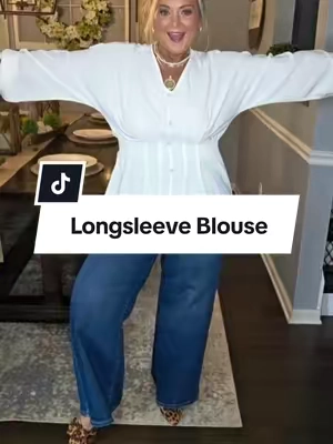 So flattering, lightweight and styles so effortlessly! @Evaless official #blouse #longsleeve #midsizefashion #CapCut #tiktokshopsummersale 