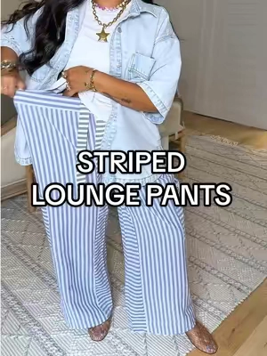 Comfy striped pants are a huge WIN!!  #loungepants #stripedpants #comfypants #oversizedpants #tiktokshopsummerturnup @UEU 