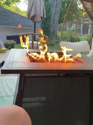 Elevate you outdoor space with a propane fire table. #firetable #firepit #patiosetup #cozyseason #outdoorliving 
