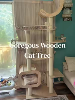 The prettiest wooden cat tree from @Zzw Furniture Store #cattree #woodencattree #tiktokshopcreatorpicks 