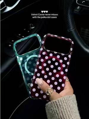 Love how these two are a little transparent 🥰 @velvetcaviar #velvetcaviar #phonecase #tiktokshopsummersale  #cutephonecases #polkadot