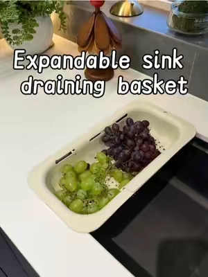 My extendable draining basket saves lots of counter space#kitchen #tiktokshop #fruit #sink #expandable 