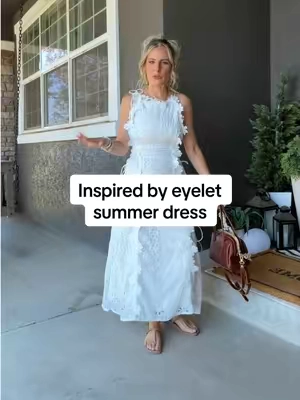 Replying to @Nellie 🗝️ I’m 5’2” 110# 27.5 ”waist 37.5” hips Sz:S  This white eyelet dress is for the girls who love that inspired by look. The adjustable tie straps, customizable side ties, and beautiful 3D lace details let you create the perfect fit, while the tea length silhouette makes it feel timeless for vacations, bridal events, brunch, or summer date nights.  #whitedress #inspiredby #summerdresses #tiktokshopsummersale #TikTokShopSummerTurnUp @Likemychoice Global thank you for gifting this to try 