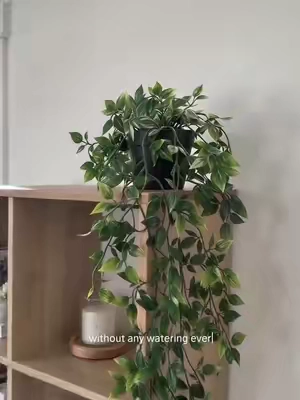 These 2-count potted artificial hanging vines are an absolute must-have for bringing fresh green vibes into your home decor, babe.#tiktokshopus  #homedecorus  #fauxplants  #roomtransformation  #shelfdecor 