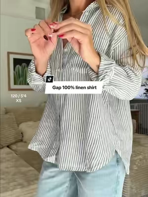 Appreciate that these button down shirts are ACTUALLY 100% linen - no blends!  @Gap  #linenshirt #buttondownshirt #oversizedshirts #gap #tiktokshopsummersale 