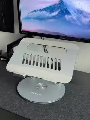 This was the perfect addition to my desk! #laptopstand #workathome #techfinds #desksetup #deskfinds 
