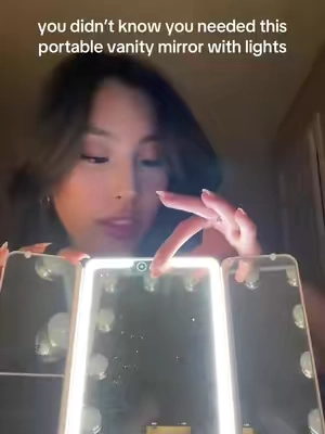 so easy to bring with me on trips #ledmirror #lightuptravelmirror #portablelightupmirror #travelessentials #travelhacks 