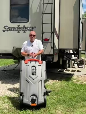 Skip the hassle of moving your RV to dump your tanks. The Camco Rhino 36-gallon portable RV waste tank makes waste disposal easier with durable construction, large all-terrain wheels, a built-in tow handle, and included hose storage. A must-have for campers, RV parks, and extended stays. #tiktokshopcreatorpicks #Camco #RVLife #CampingGear #RVAccessories @Spreetail 