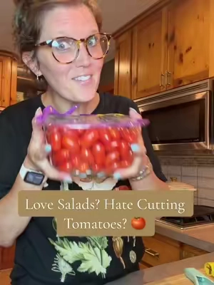 If you eat salads every week, this little gadget is a game changer. 🍅 Faster, easier, and less mess when cutting cherry tomatoes. #kitchentools #saladlover #mealprepideas #tiktokfinds #kitchenessentials @Luvan-us 