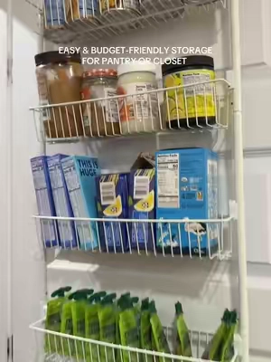 Highly recommend using the back of any door to get some extra storage 👏 #pantry #pantryorganization #storage #homeorganization #organizedhome 