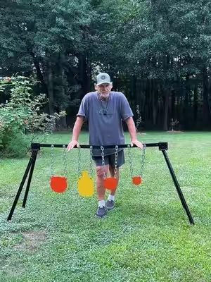 Steel Gong Target Stand Set with 4" 6" 8" Targets & 7" x 12" Torso Target, Portable Shooting Target Stand, 1/4" Thick Steel Gong Targets for Outdoor Shooting Practice #tiktokshopsummersale #summerfinds #steelgong 