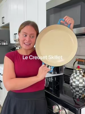 This oversized skillet by Le Creuset is worth the $$ because I get soo much use out of it #lecreusettiktok #lecreuset #qvc #qvcloyaltyprogram 
