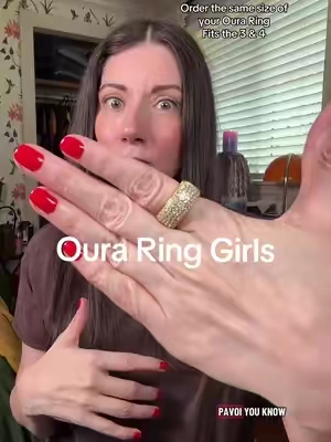 @PAVOI Order the same size as your Oura ring. You can find what size you have in the app under “my devices” This gorgeous Oura ring cover is made for the 4 but fits the 3 perfectly. Now you can still wear your Oura ring when you get all dressed up! #pavoi #pavoijewelry #ouraring #ouraringcover 
