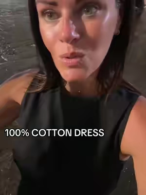 100% cotton dress with built-in loose shorts. Tie to cinch in the waist. A-line cut with a zipper up the back. Sized up one size to a 6, normally a 4. No stretch, but fits great. I'm 5'3 #blackdress #cottondress #littleblackdress #princesspolly #flatteringdress 