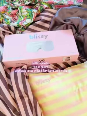 Satin is plastic. Silk is nature. Blissy is 100% silk certain items are on sale today.  You don’t have to sleep on plastic. #silkpress #SilkBonnet #silkpillowcase #satinbonnets #hairgrowthjourney @Blissy Brand 